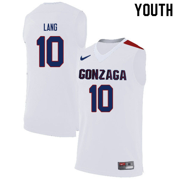 Youth Gonzaga Bulldogs #10 Matthew Lang College Basketball Jerseys Sale-White - Click Image to Close